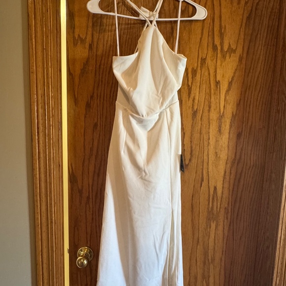 Lulus Glamorous Adornment Ivory Halter Strappy Bow Midi Dress White - Size S - Picture 2 of 3